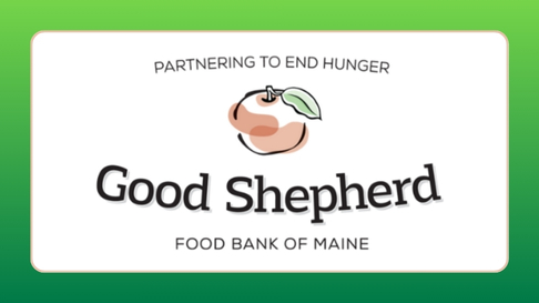 Good Shepherd Food Bank of Maine logo on green gradient background