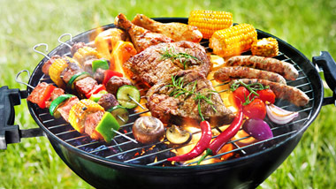 Grill with food